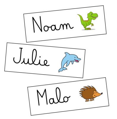 Etiquettes prénoms en maternelle